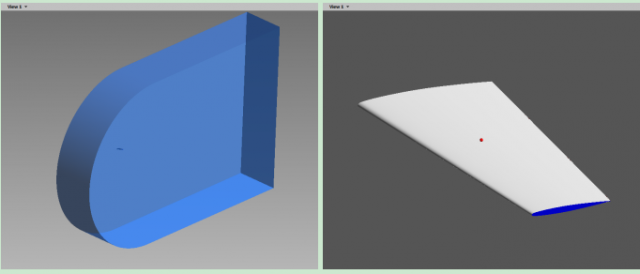 Left: overall computational domain; right: ONERA M6 wing.